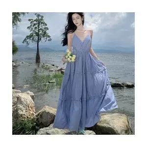 바바라옷장 248649 - 밴딩 백리스 롱원피스 휴양지룩 바캉스룩 호캉스룩 여름롱원피스 쉬폰롱원피스 172326