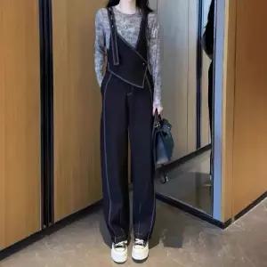 여자 정장세트 이른 봄 나염 얇은 방풍 상의+디자이너 양 어깨끈 쿨링 솔리드 슬림핏 점프슈트 세트 트렌드