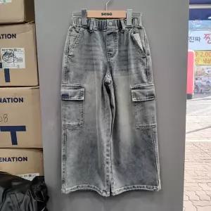 [에스핏]주니어 키즈 공용 세미 와이드 카고 데님 팬츠 아동 청바지 SJA101-UJPT45