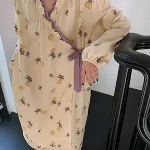 잠옷원피스 홈웨어 잠옷 프린트 긴팔 루즈핏 홈파자마 홈드레스