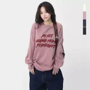 스콰즈 남여공용 스트릿룩 감성 레터링 루즈핏 포근 니트 SCR211