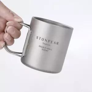 티타늄 캠핑 더블월 머그컵 케이스 포함 330ml 550ml