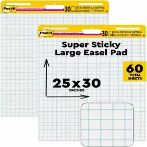 포스트잇 슈퍼 스틱 이젤 패드 25 x 30 인치 장/패드 2 (560) 대형 화이트 그리드 프리미엄 셀프 플립 차트