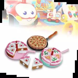 자석교구 케이크 피자 딸기 과일 모형 자르기 음식 자석장난감