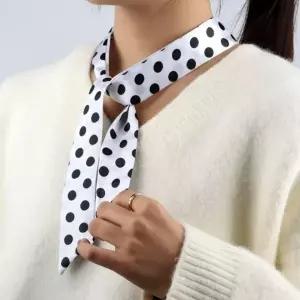 ( )쁘띠 실크 스카프 화이트 도트 여름 봄스카프 가을
