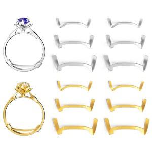 느슨한 링을 위한 엘레티우오 충전 금속 링 가드 세트, 다양한 밴드 폭을 12팩 3사이즈, 보이지 않는 조정기 스페이서 핏터, 골든+실버 컬러