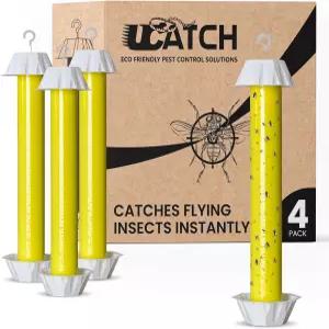 스티키 플라이 트랩 실내외 팩 4개 날벌레 파리 말벌 모기 및 기타 날아다니는 벌레를 위한 스틱 매달기 홈