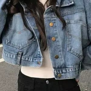 ( )데님 청 여성 아우터 크롭 봄 가을 자켓 숏 간절기