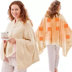 JOLYVOGUE USB 온열 담요 던지기 웨어러블 및 휴대용 난방 전기 실내 실외용 3단계 8가지 구역 숄