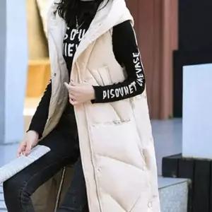 [골드스마일]방한 여성 롱 패딩 조끼 누빔 여성 후드 패딩 조끼