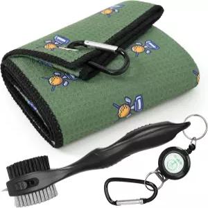 마일 하이 라이프 골프 타월 - 마이크로파이버 와플 패턴 3중 접이식 코드와 클립이 있는 클럽 홈 클리너가