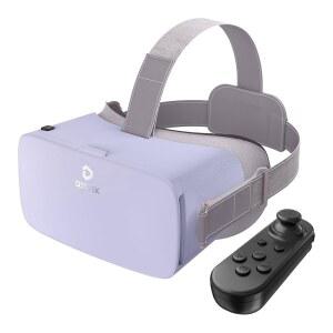 어린이용 DESTEK V5 VR 헤드셋 128개의 프리미엄 앱 포함 안티 블루 아이즈 보호 HD 렌즈 용 110 FOV 가상 현실 안드로이드 폰용 블랙(라이트 레드)