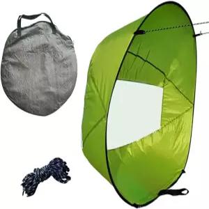 카칼로테 카약 윈드 세일 카누용 투명 창이 있는 휴대용 접이식 내구성 (녹색)