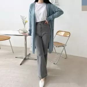 2LABB 1023 여자기본니트롱가디건 모자이크 롱가디건 긴팔 하프 베스트 롱 베이직 여성의류 오버핏 가디건