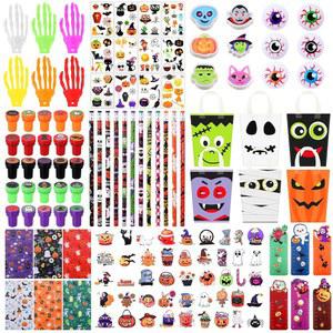 Sratte 24팩 할로윈 파티 선물 아동용 문구 세트, 연필 스탬프 포함, 타투 스티커, 지우개, 눈금자, 노트북, 안구, 손, 뼈 장난감, 교실 학교 교환 파티용 남아 여아용