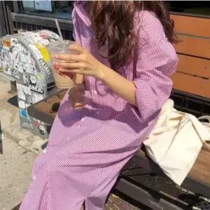 임산부용 오버핏 스트라이프 롱 셔츠원피스 여성복