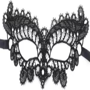 카니발 고딕 가면 파티 베네치아 마르디 그라 마스크를 위한 여성용 호포딕 라인스톤 블랙 레이스 마스크