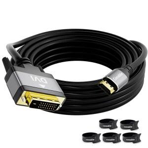 7.6m(25피트), 양방향 DVI to HDMI 수 - 코드, A DVI-D 어댑터, 금 도금 커넥터, 알루미늄 쉘, 1080P, 컴퓨터, 모니터, 프로젝터, 라즈베리 파이, Xbox, PS3용