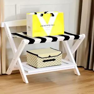 캐리어 받침대 호텔 여행용 가방 신발 랙 폴딩 수하물 나무색 간이 체어 보관용