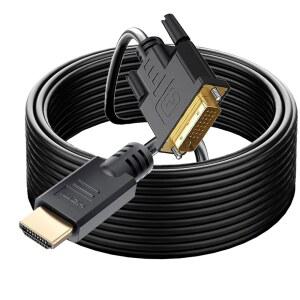 YOTETION 긴 HDMI to DVI 케이블 6.6m(25피트), 텔레비전/모니터/비디오 카드/그래픽 카드용 고속 금 도금 양방향 1080p 어댑터
