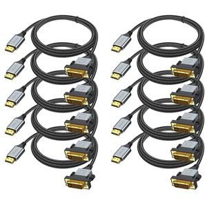 어댑터 케이블 10팩, 양방향 DVI to HDMI 코드 수-수 지원 1080P, 3D 콤퍼터, 모니터, 게임 콘솔 (10, 그레이)