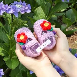 핸드메이드 뜨개 플라워 아기 신발 100일 선물 신생아 삭스 귀여운 니트 슈즈
