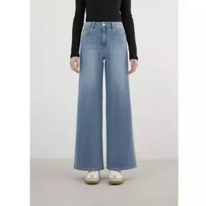 국내정품 게스 여성 청바지 데님 팬츠 아웃심 포인트 와이드 YQ1D0025_MBL 블루진 소개팅코디 여성코디 게