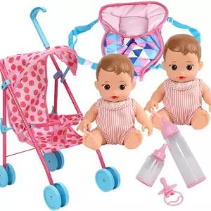 역할놀이 쌍둥이 아기인형 유모차 아기띠세트 키카 EQ발달