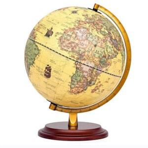 20x28cm 빈티지 LED지구본 플로어 입체 시계지도 스탠드 레트로 영문 LED 앤틱