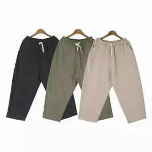 남자 린넨 반바지 여름 벌룬 배기팬츠 밴딩 통바지