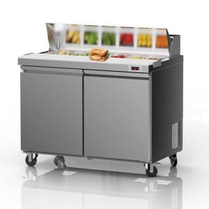 LCEKY 48인치 W 샌드위치 샐러드 준비 테이블 냉장고 상업용 12팬 스테인리스 팬 냉각 주방 장비
