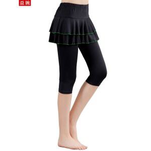 7부레깅스 댄스 하의 치마바지 밴딩 여성 스포츠 라틴댄스복 라인