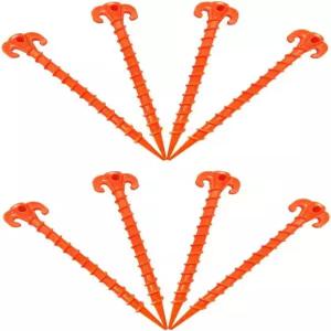 비치 텐트 스테이킹 캐노피 앵커 헤비 듀티 스크류 모양 10인치 - 8팩 오렌지
