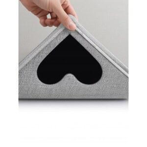 JYCCYLF 12팩 하드우드 바닥 및 타일용 미끄럼 방지 러그 홀더, 재사용 가능한 하트 모양 카펫 탈부착 세척 가능, 블랙