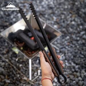 CAMPINGMOON 다기능 바베큐 액세서리 탄소 클립 두꺼운 스테인레스 스틸 절연 단단한 나무 손잡이