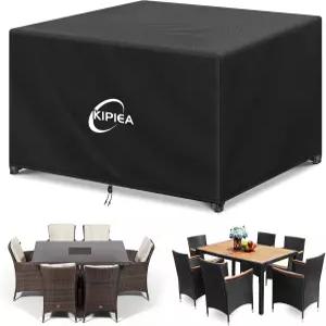 키피아 파티오 가구 방수 겨울용 튼튼한 420D 야외 세트 커버 눈물 방지 자외선 차단(49인치 L x 49인치 W