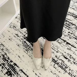 슬송렉샵 여자 키작녀 플랫 프렌치 스몰 리본 스틸레토 슈즈 가을 웨지 실버 할매화 소프트 펌프스 꾹3