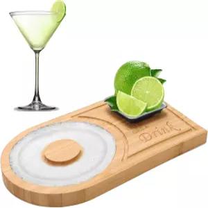 자오야오 마가리타 소금 리머 세트 칵테일용 대나무 나무 바텐더 도구 최대 4.7인치 안경용 설탕 및