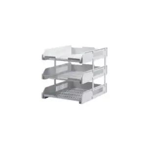 [문구] 서류 보관함 3단 파일 정리대 회색 문서 정리함 사무용 받침대