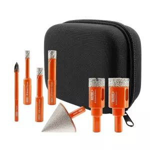 BGTEC 다이아몬드 코어 드릴 비트 키트 - 도자기 세라믹 대리석 벽돌용 홀쏘 타일 커터 7pcs 삼각형 생크