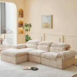 Ayovoch 115.7인치 L자형 모듈형 단면 소파 오스만 클라우드 뼈 없는 상자형 거실용 유연한 모듈 조합 조립