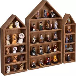 키 디자인 3종 세트 집 모양 선반 나무 그림자 큐비 박스 진열대 수납 정리함 미니 피규어 15칸 갈색