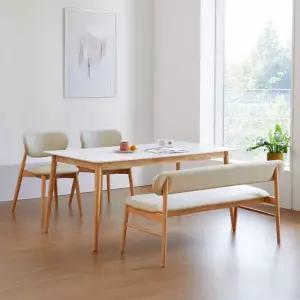 베스트리빙 스칸디 노아 12T 포세린 세라믹 4인(1600) 사각/타원 식탁세트/의자 2개+벤치 1개