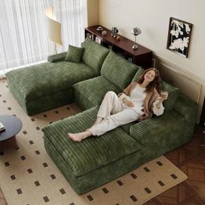 107인치 클라우드 단면 소파 U자형 체이스 오토만 거실 침실용 코듀로이 뼈 없는 깊은 좌석 덮개 모듈형