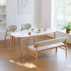 베스트리빙 스칸디 노아 12T 포세린 세라믹 4인(1800) 타원 식탁세트/의자 2개+벤치 1개