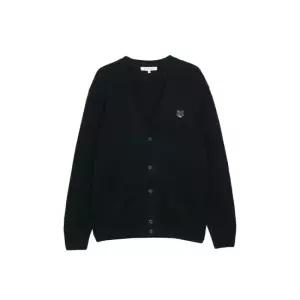 메종키츠네 남성 볼드 폭스헤드 패치 레귤러 가디건 램스울 블랙 NM00506KT1006-P199