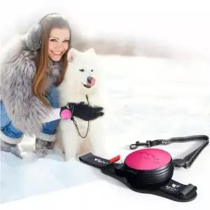 [반려] 리드줄 강아지 워킹줄 자동줄 핸즈프리 핑크 1P 산책