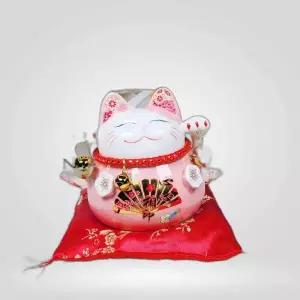 일본 도자기 마네킨네코 저금통 특별한선물 복고양이 핑크 손흔드는