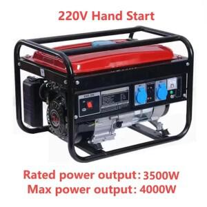 220V 4KW 7HP 가정용 야외 핸드 스타트 발전기 단상 4 스트로크 발전기 패널 듀얼 전원 공급 장치 타이어