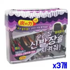 이중 탈취 신발장용 탈취제 250g x3 개 공기 냄새 제거 발냄새 가정용 악취 실내